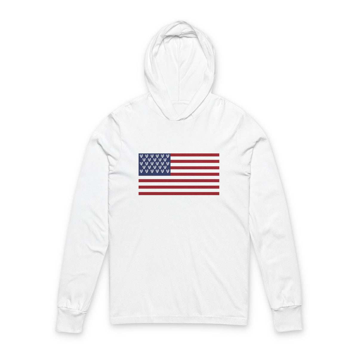 vraniCURE American Flag Unisex Hooded Long Sleeve Tee