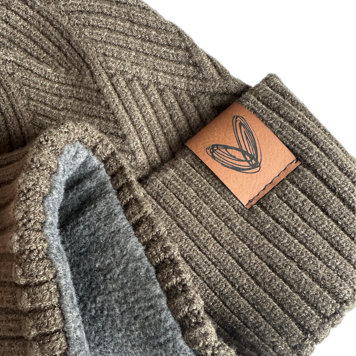 Olive Green - Diagonal Weave Pom Beanie