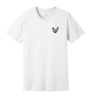 vraniCURE Unisex White Heart T-Shirt