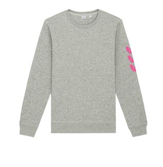 Grey Women&#39;s Crew with Pink Hearts on Sleeve